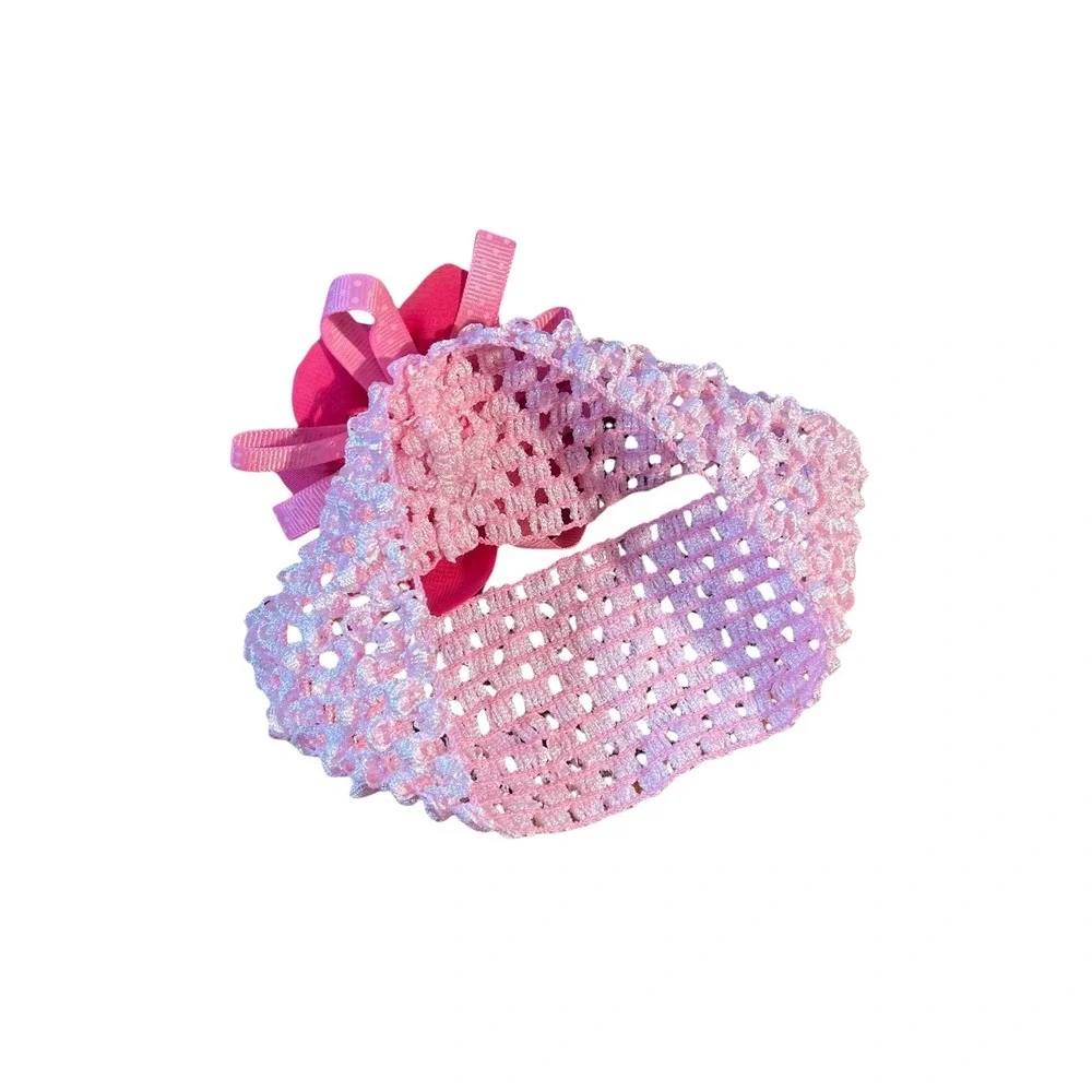 Baby Girl Pink Crochet Headband Hot Pink Flower Infant Toddler‎ Hair Accessory